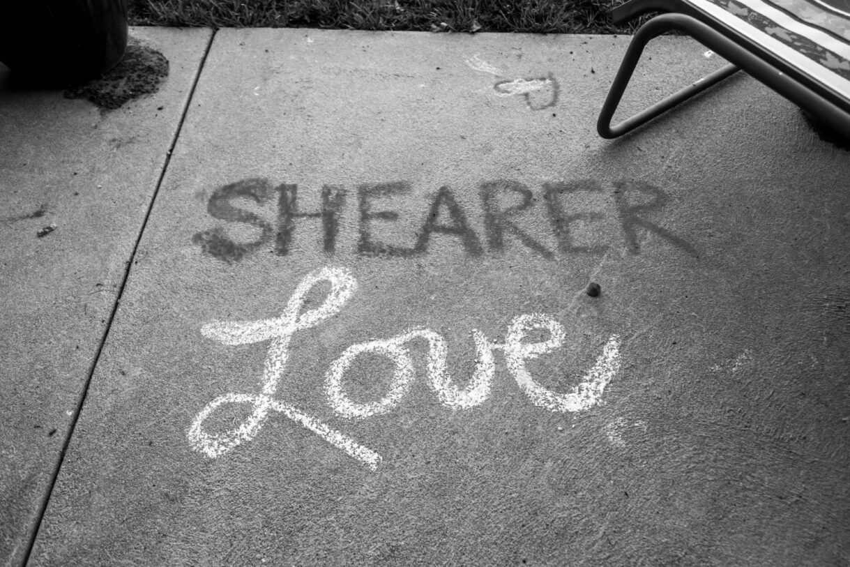 Shearer love written in chalk